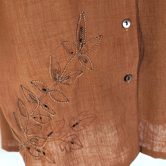 Napa Valley Light Rust Button Up 3/4 Sleeve Blouse Size Large Petite - Picture 3 of 9